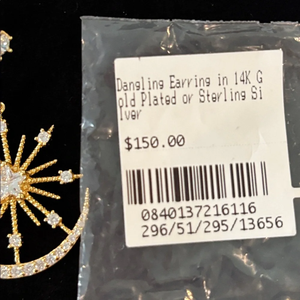 Beautiful CZ 14K Gold Plated Statement Dangle Earrings - Picture 9 of 9